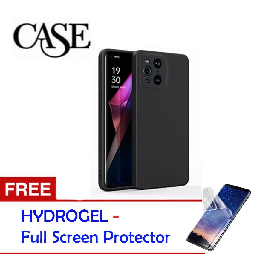 Black Soft Case for Oppo Find X3 2021 - 6.7 inch - Gratis Hydrogel