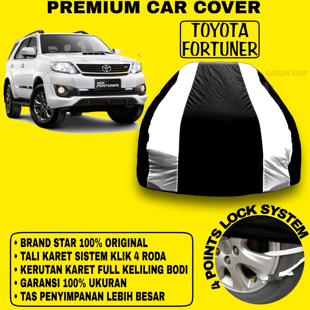 Body Cover TOYOTA FORTUNER Sarung Strip SILVER Penutup Pelindung Bodi Mobil Toyota Fortuner PREMIUM Silver