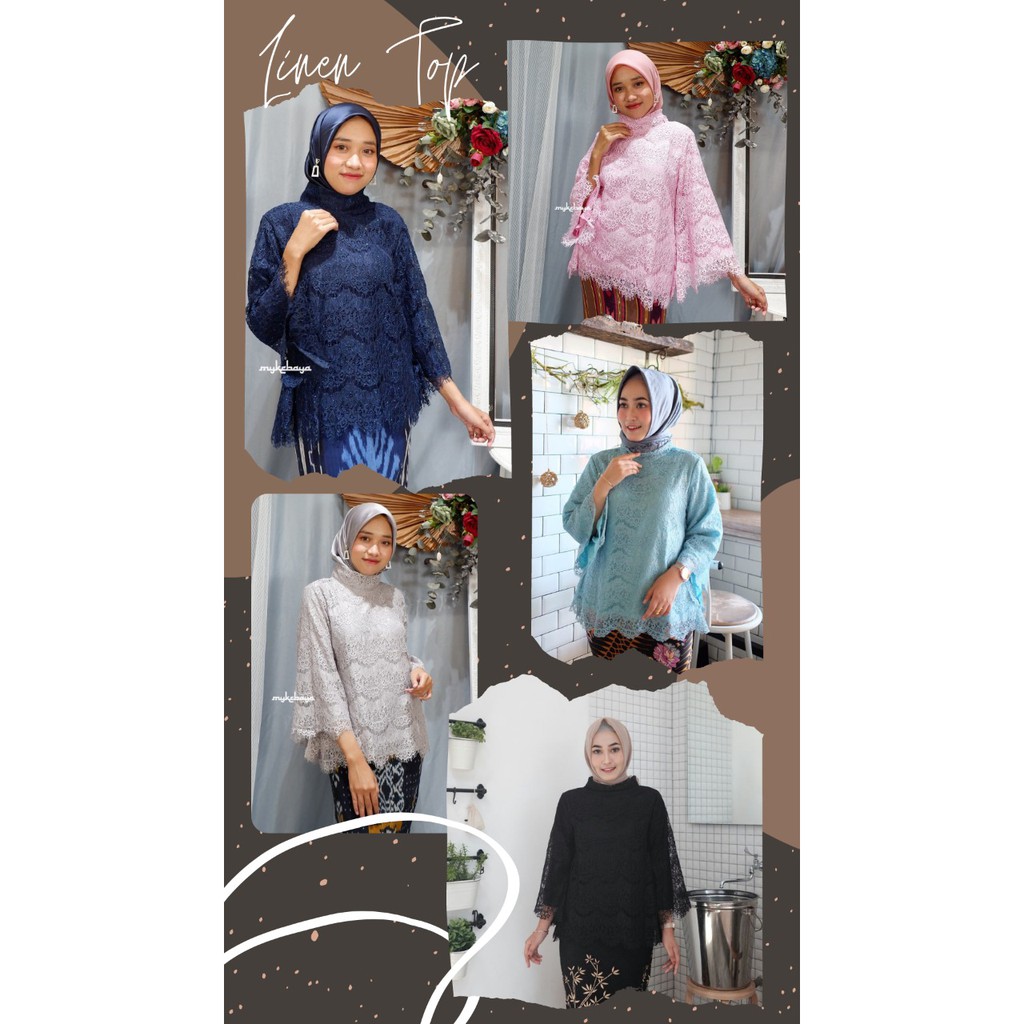SETELAN KEBAYA LINEN TOP/ KEBAYA LINEN SET ROK MURAH