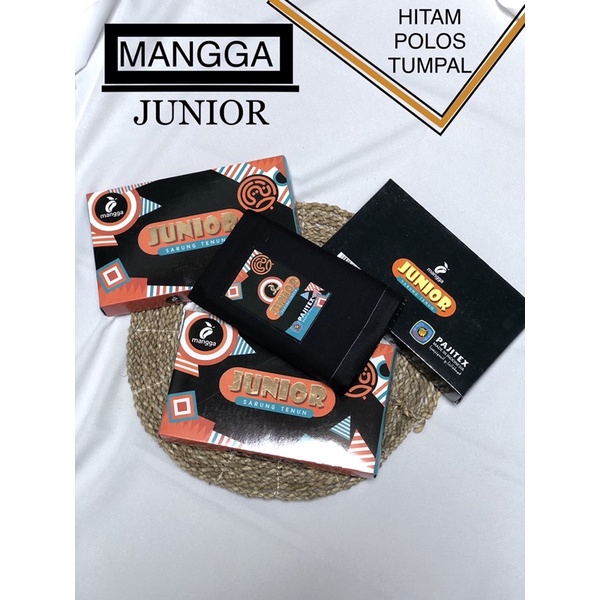 [SIAP KIRIM] SARUNG TENUN ANAK TANGGUNG MANGGA JUNIOR HITAM POLOS PREMIUM / Sarung Tenun Anak Hitam