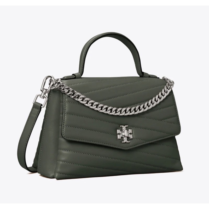 tory burch TB KIRA CHEVRON top handle satchel poblano/rolled nickel