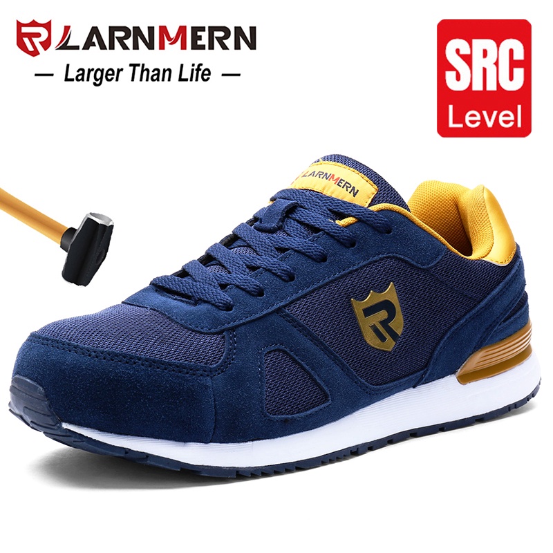 LARNMERN Pria Sepatu Keselamatan Kerja Baja Toe Konstruksi Sneaker Bernapas Ringan Anti-Smashing Anti-Statis Non-slip Boots