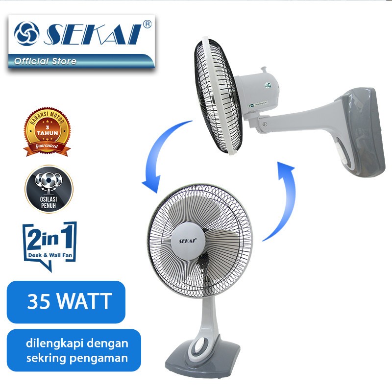 SEKAI Desk Fan/Wall Fan 2IN1 12&quot; DFN1216D DFN 1216 - RANDOM