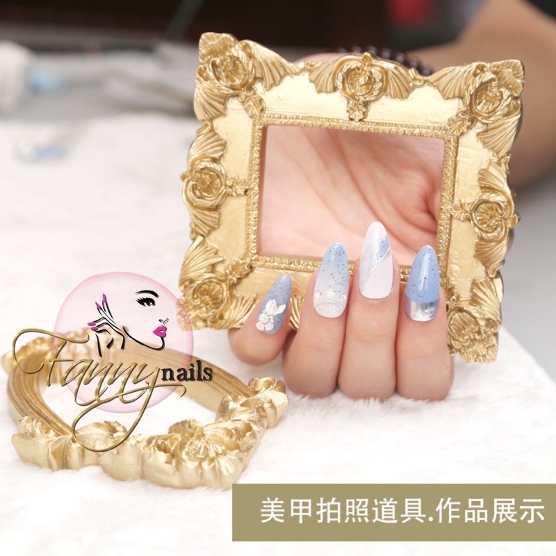 Bingkai foto nail display hiasan alas foto kuku bingkai gold vintage hiasan ruang tamu