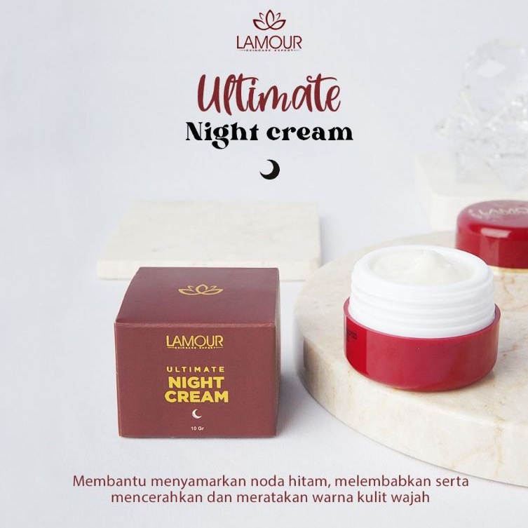 KRIM MALAM NIGHT CREAM LAMOUR PELEMBAB PEMUTIH PENCERAH WAJAH AMAN BUMIL BUSUI BPOM HALAL SKINCARE RUTIN HARIAN-1