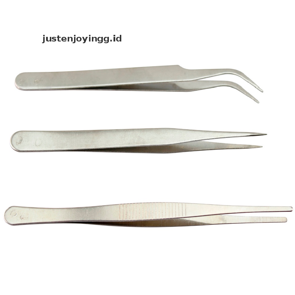 3pcs / Set Pinset Presisi Bahan Stainless Steel Untuk Perbaikan Elektronik
