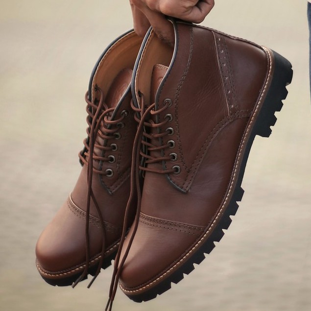 Acoustic Brown | Sepatu Kulit Asli Safety Boot Vintage Klasik Besi Original Footwear | FORIND x Reyl