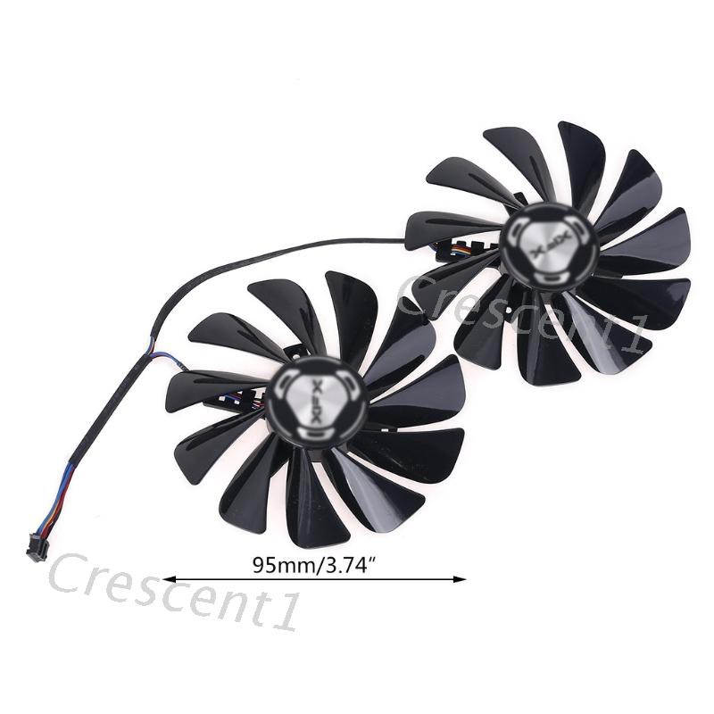 Cre 2pcs / Set Komponen 95mm Fdc10U12S9-C Gpu Fan Untuk Kartu Grafis Xfx Rx 5600 5700 Xt Raw Ii