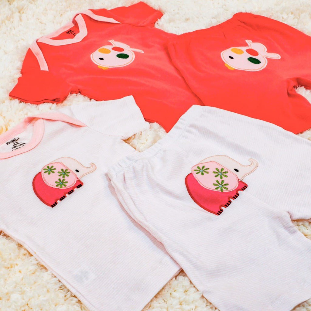 LIN9037 Boys/ Girls CARTER'S 4 in 1 Setelan Pendek Bayi Premium Cotton Atasan Pendek + Celana Pen...