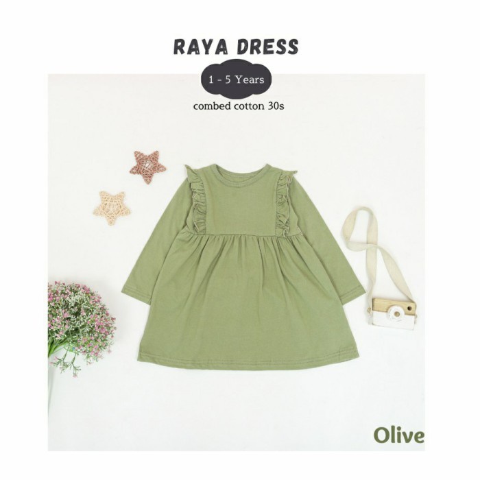 Cah Bocah Raya Dress anak perempuan Dress Bayi / Dress polos - olive, L
