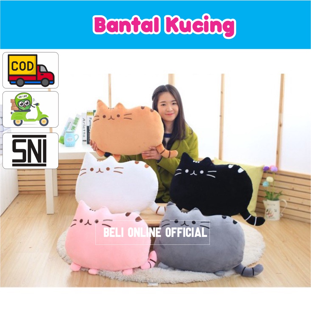 Boneka Bantal Kucing Pusheen Coklat Abu Orange Doll Cat Cute Lucu Imut Bahan Premium