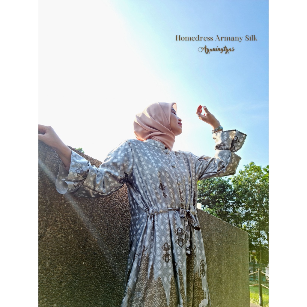 Pusat bordir Tasikmalaya - Dress Gamis Busui FriendlyWanita Kancing Ruffle Tali Pinggang