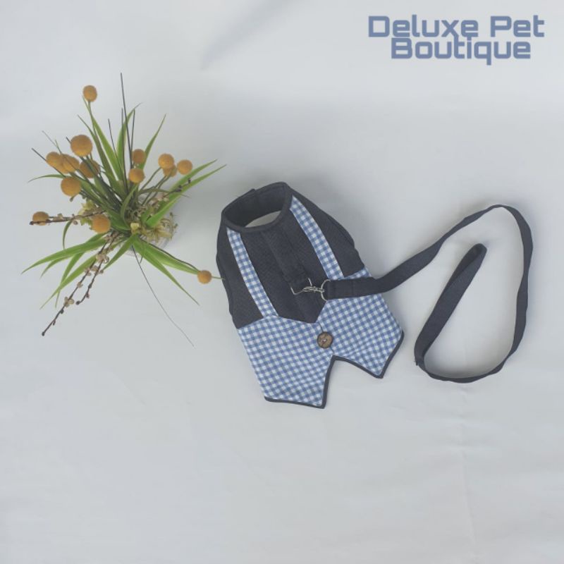Baju Rompi Vest Harness Denim Jeans Anjing Kucing Cowok