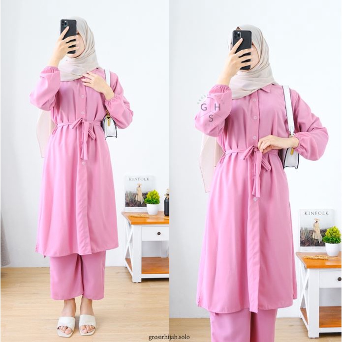 (MSB) ONE SET MARIZA DAILY TUNIK SET CELANA WOLFIS