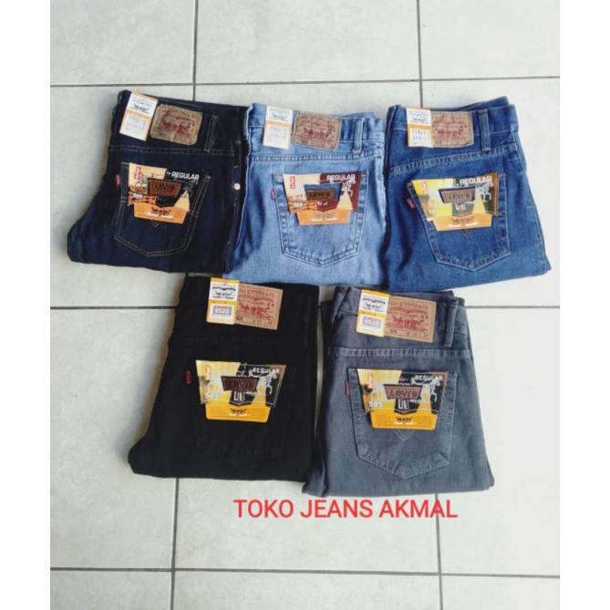 CELANA JEANS PRIA STANDAR REGULER PREMIUM BASIC 28 - 38 bisa COD Hitam Abu Birumuda Biru Biowash Blueblack