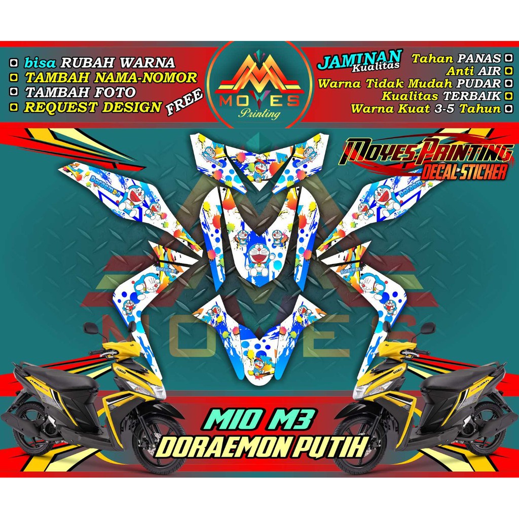 stiker decal mio m3 mio z doraemon fullblok-stiker yamaha mio m3 mio z fullbody doraemon
