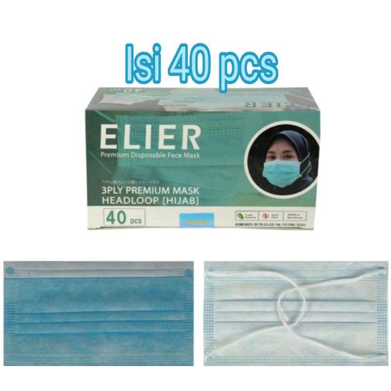 Masker Hijab Premium 3ply isi 40 kualitas import