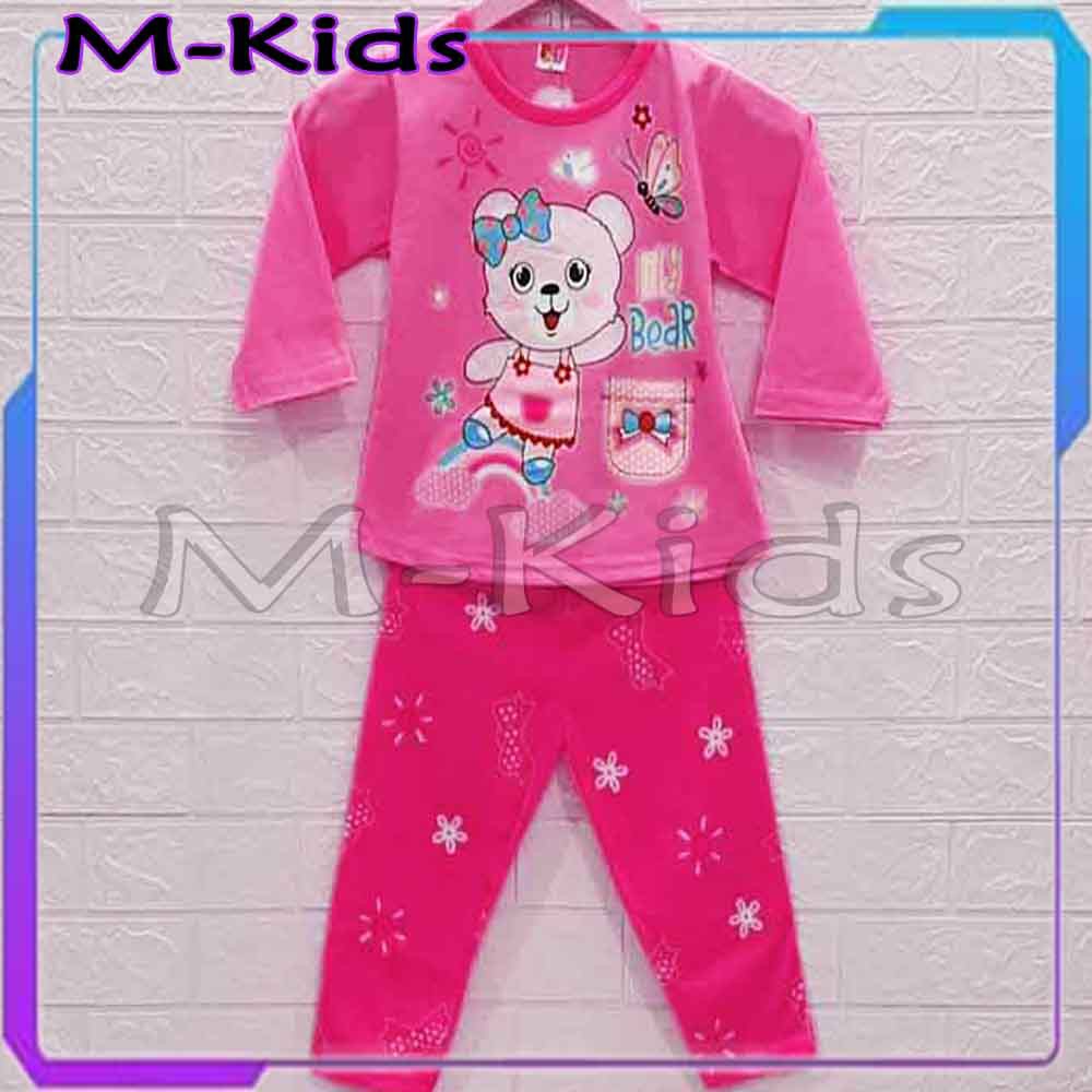 MKids88 - Baju Setelan / Baju Tidur Anak Perempuan Gambar Lily Bear