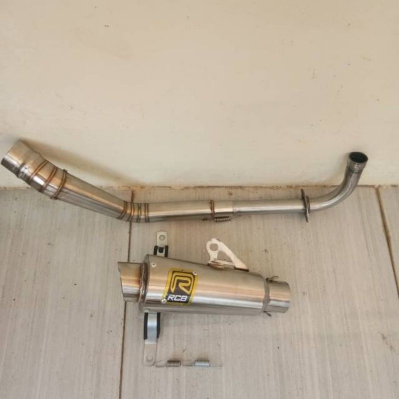 Knalpot kolong rcb cantol d 50 mm buat motor bebek  vega new .gtx.revo blade