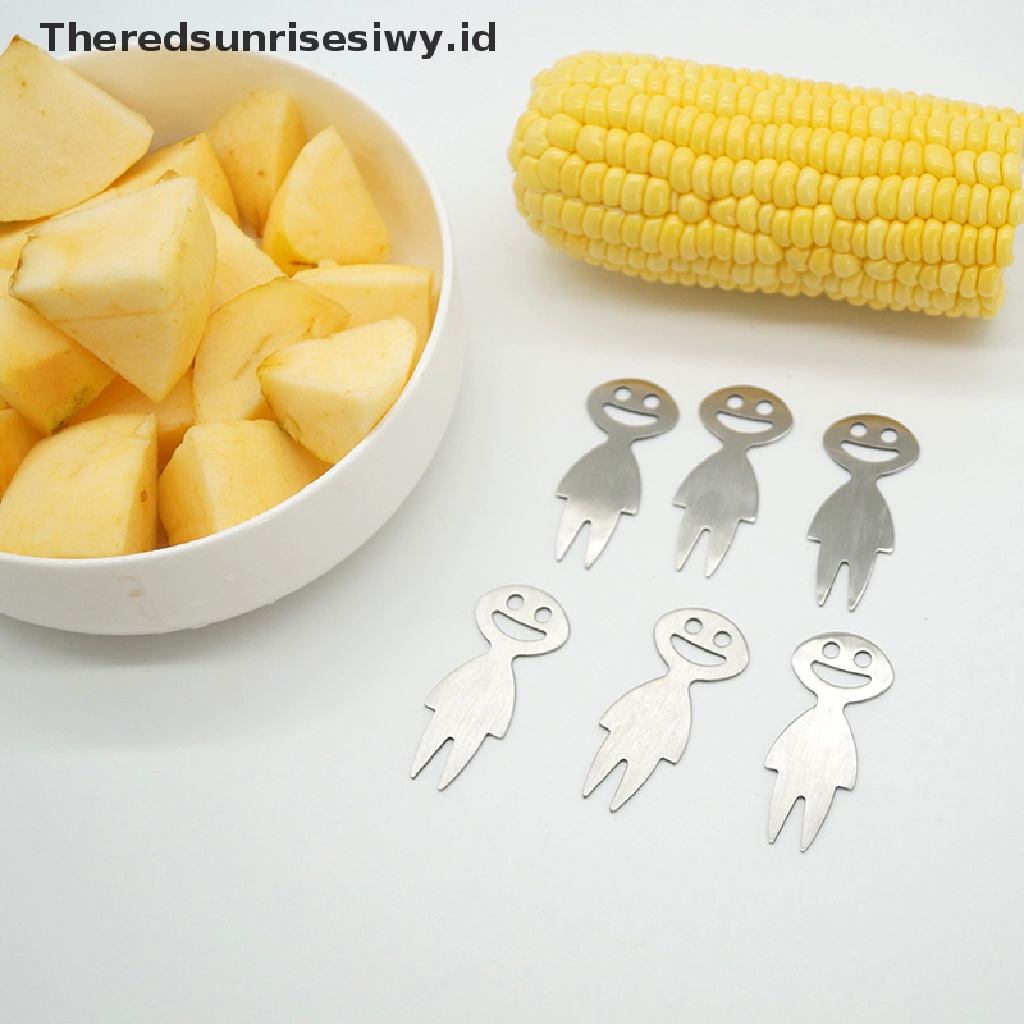 # Alat Pemotong Buah # 1 / 5Pcs Garpu Buah / Dessert / Kue / Bento Mini Motif Kartun Bahan Stainless steel Untuk Anak