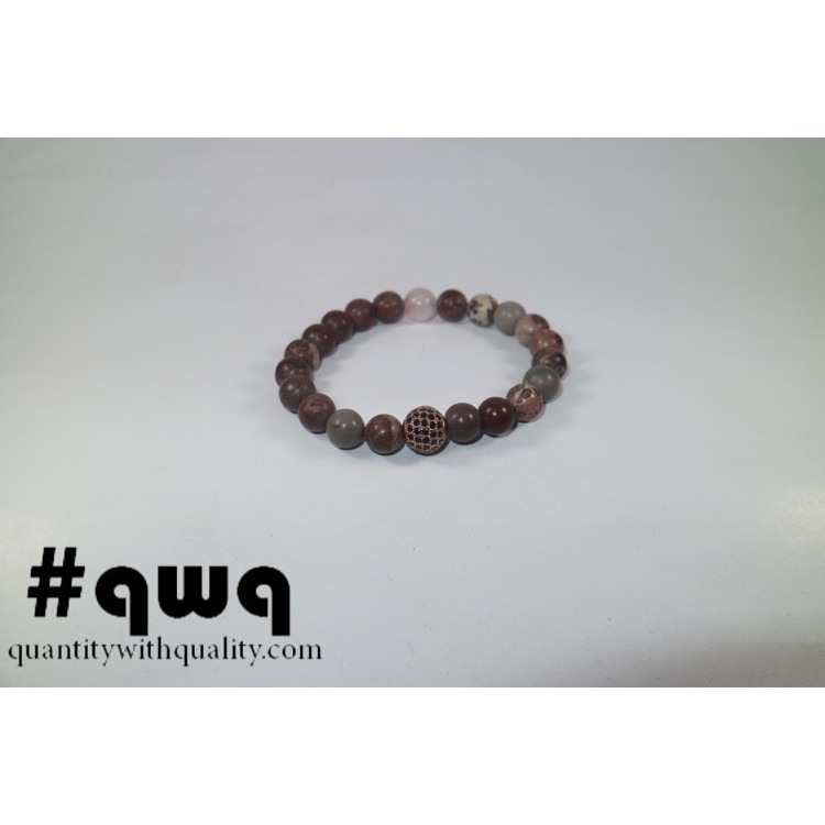 gelang batu unisex cowok cewek casual swarovski jasper rose quartz