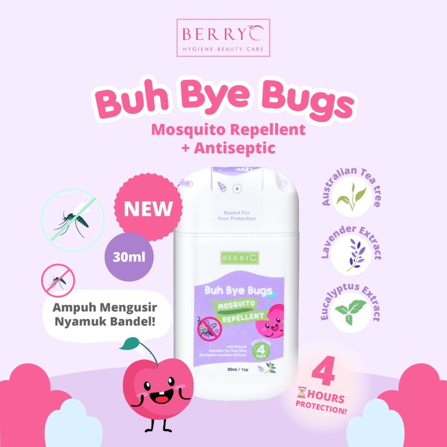 BerryC Buh Bye Bugs Natural Mosquito Repellent Antibacterial Spray 30Ml/100Ml