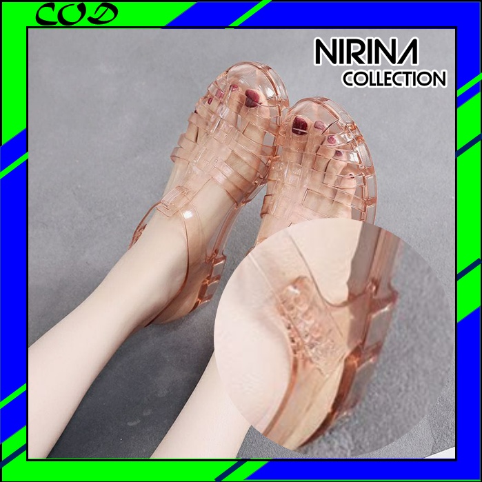 Sandal Jelly Shoes Dewasa Tranparan Gliter Wanita karet Anti Slip/Sendal Kekinian korean Style /jelly shoes import/sepatu sandal slippers