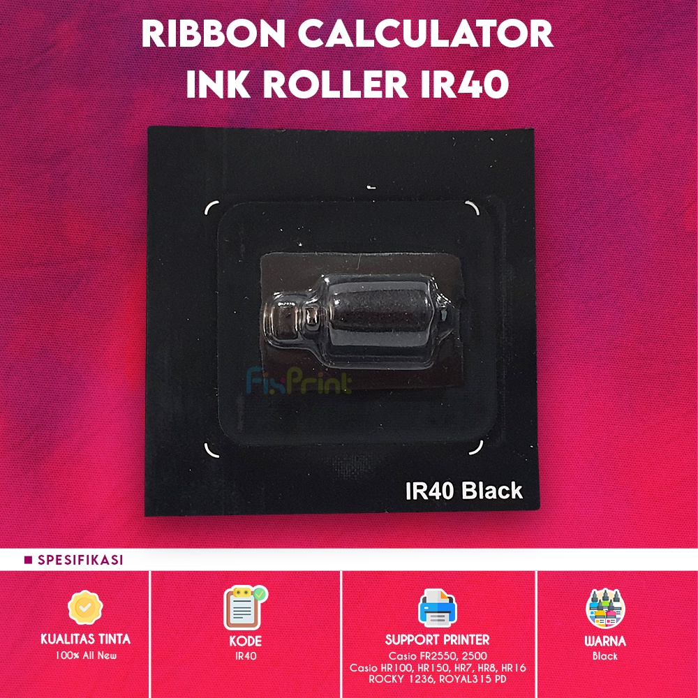 

Ribbon Calculator Ink Roller IR40 Black, Tinta Kalkulator IR-40 For K-Sio HR100 HR150 FR-2550 CX5510 ERC100