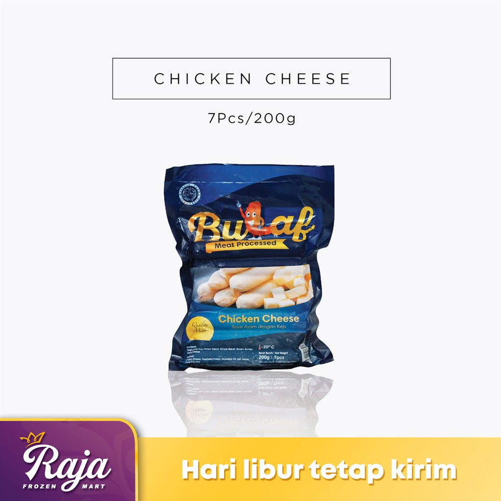 

Bulaf Sosis Ayam Cheese isi 7 200gr / Makanan Beku / Frozen Food / Sosis / Kentang Beku