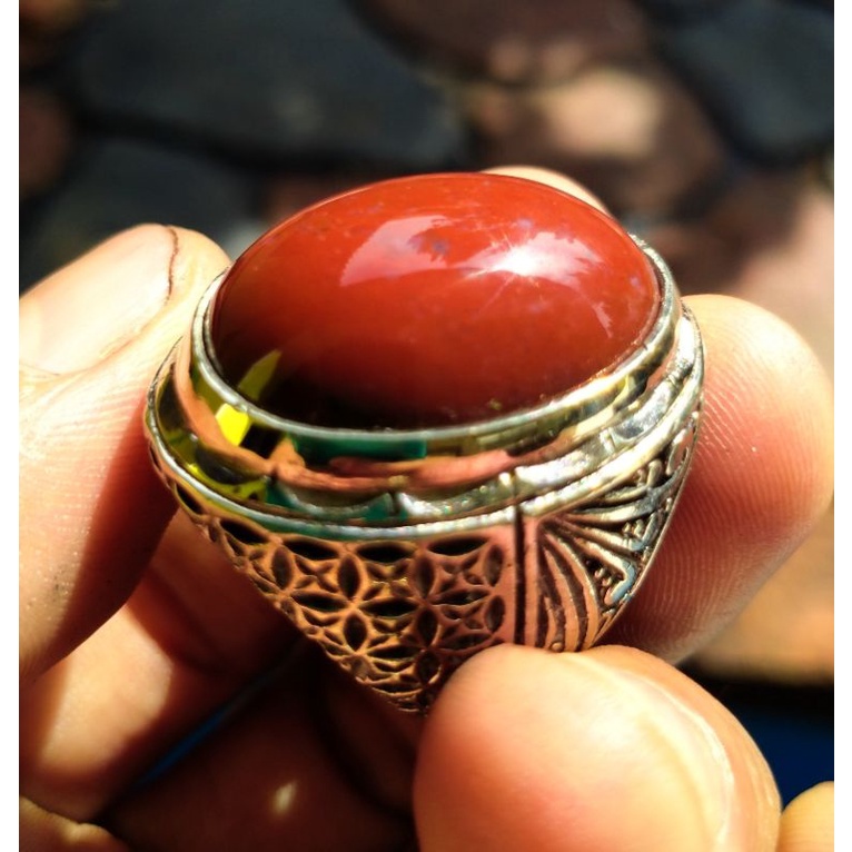 Cincin Batu Akik BACAN MERAH BISORI asli batu bukan sintetis garut king safir pirus jamrud