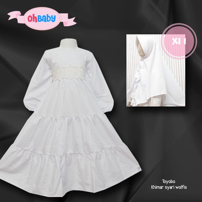 Gamis Anak Putih Umpak Syari Oh Baby