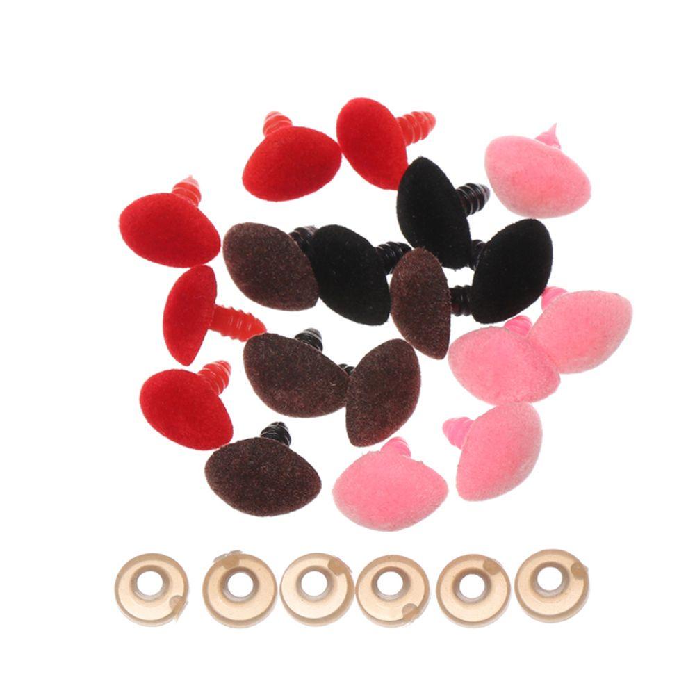 Lanfy Mainan Hidung Boneka Bentuk Segitiga Bahan Velvet Ukuran 12x14mm Warna Pink / Merah / Hitam / Coklat