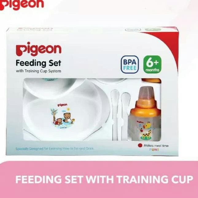 DISCOUNT>>Pigeon feeding set komplit with training cup / tempat makan bayi. Murah Meriah..