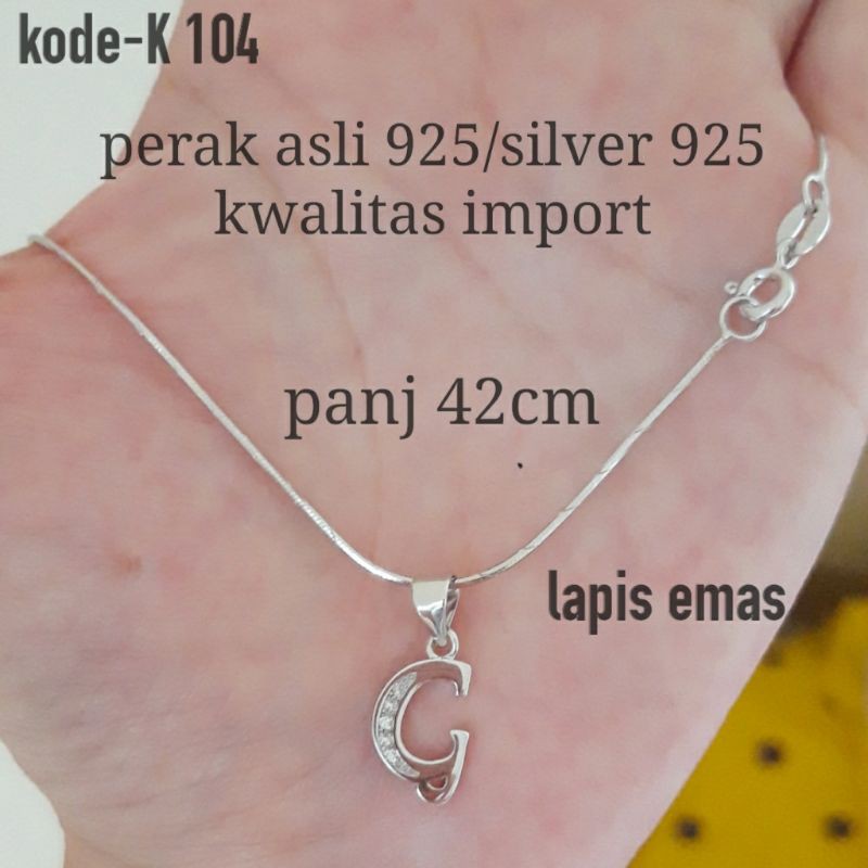 Kalung huruf G anti karat/kalung wanita/perak asli 925/silver 925/huruf/kalung murah/anti karat