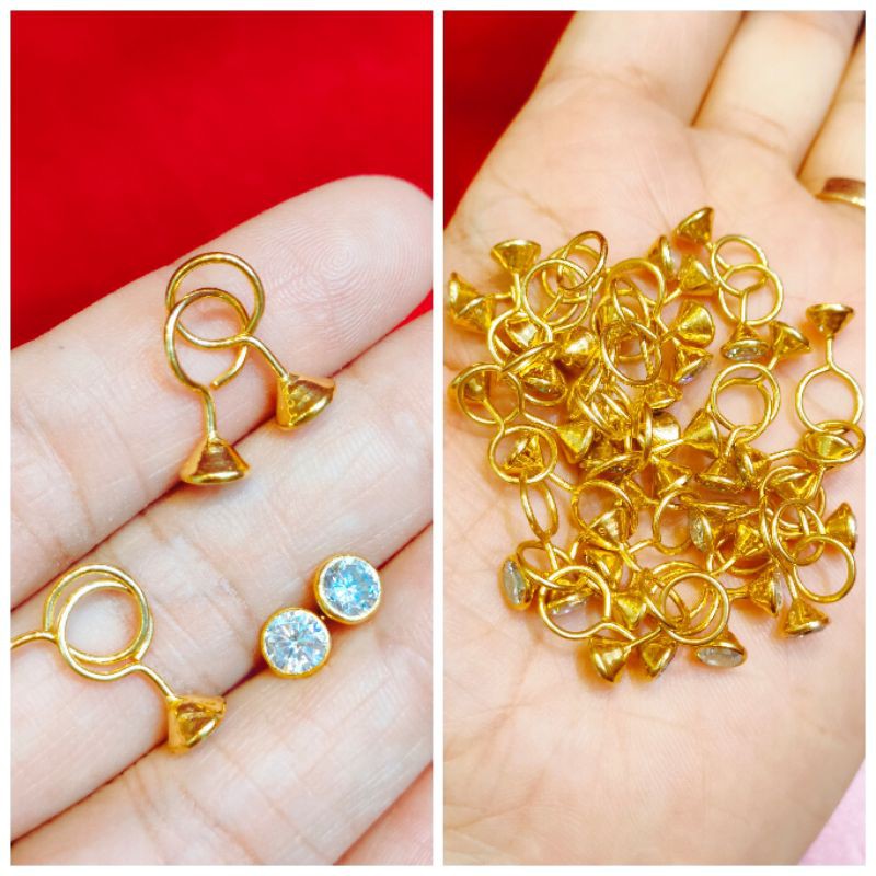 ANTING TOGE MATA PUTIH 1 GR ( PERAK 925 ) LAPIS EMAS 24K