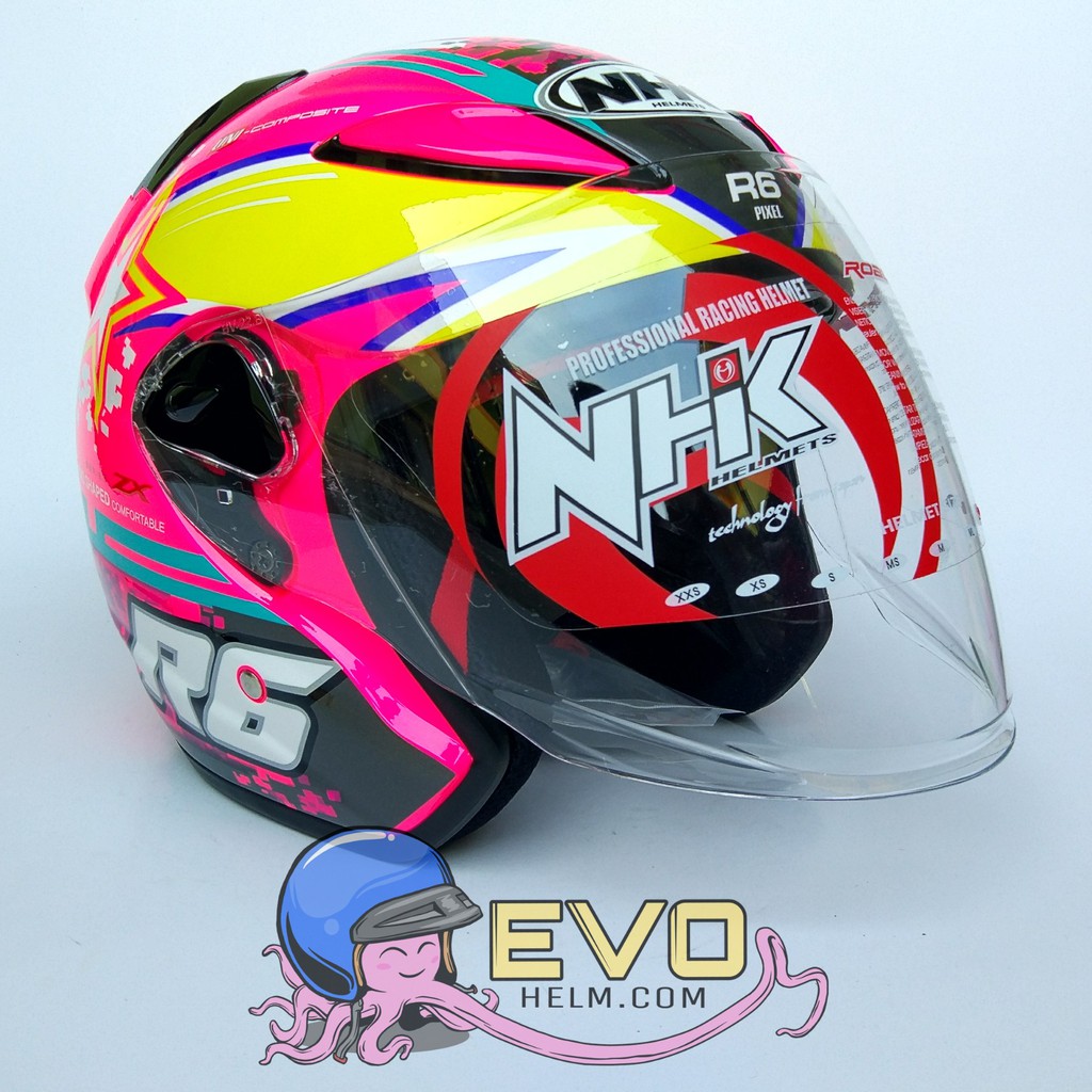 NHK R6 SE PIXEL GRAPHIC Half Face - Single Visor PINK FLUO - PINK