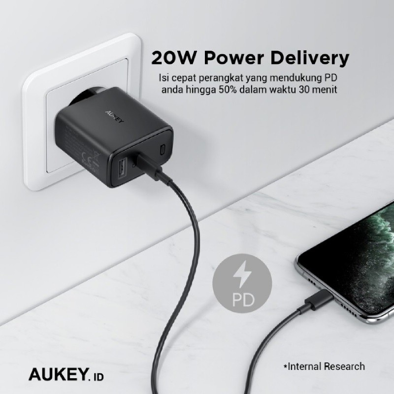 Aukey PA F3S Charger Swift Mix 32W 2 Port PD Original Garansi Resmi