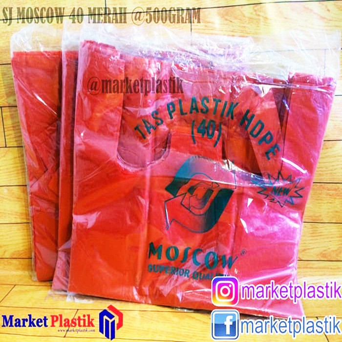 Kantong Plastik/Kantong Kresek/Kantong HD/Kantong Merah/SJ Moscow 40 MERAH