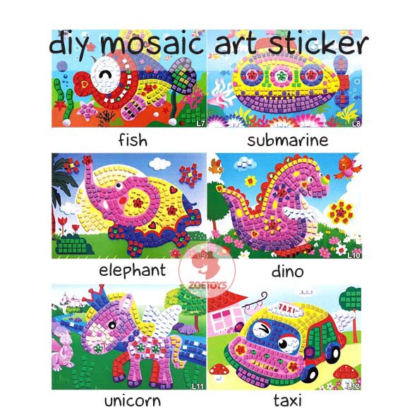 Zoetoys DIY Mosaic Art Sticker | Prakarya Menempel Stiker Manik Kerajinan Tangan | Diamond and Craft Activity