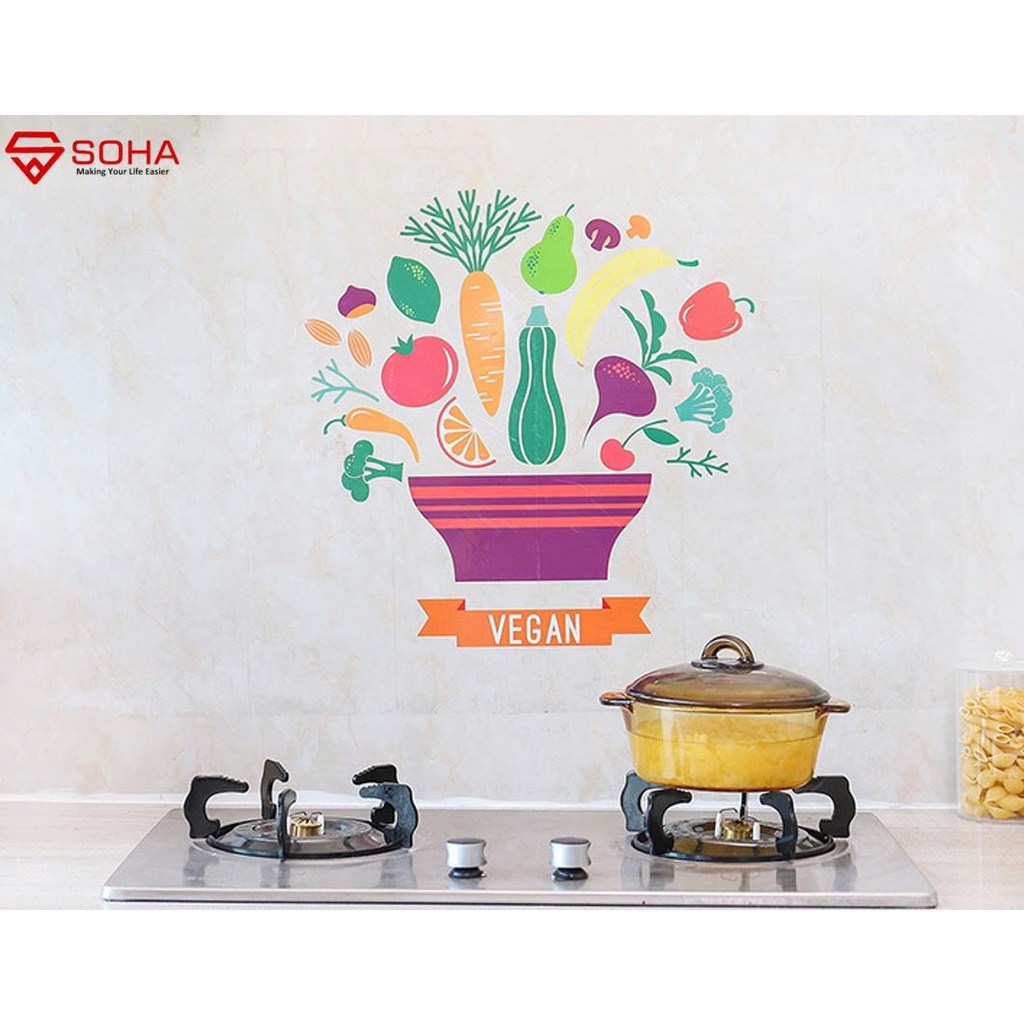 ART-045 Stiker Dapur Anti Minyak Tahan Suhu Panas Wall Sticker Wallpaper Dinding Ukuran Besar dan Bisa diPotong Bisa Tempel Lemari dll