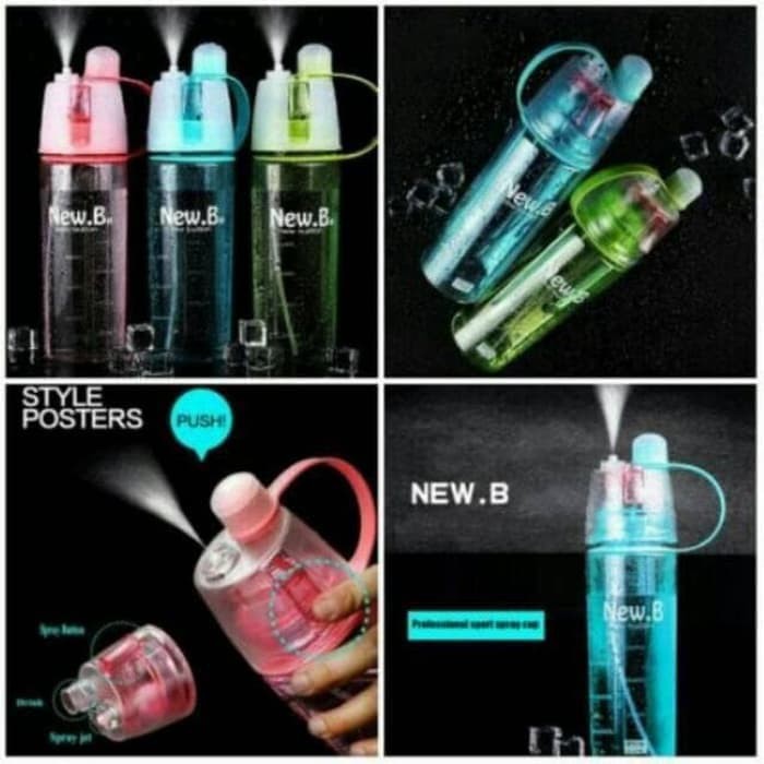 Botol New B Sport Spray 600ml Sprayer Bottle BPA Free Travel Nozzle Push up Drink Souvenir Birthday