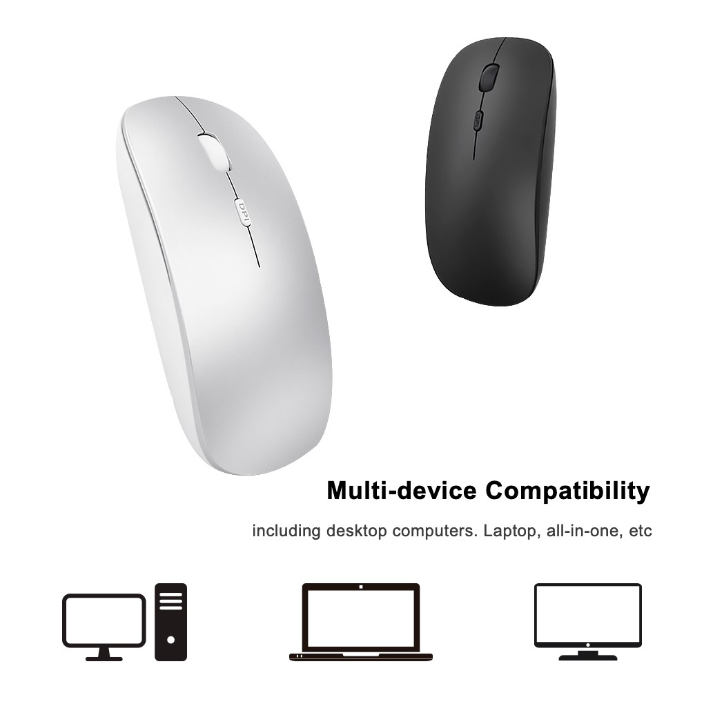 BENCO Mouse Wireless 2.4G Silent Click Optical 1600DPI Receiver USB Charger Untuk Laptop Pc Windows Linux Mac dan ChromeOS