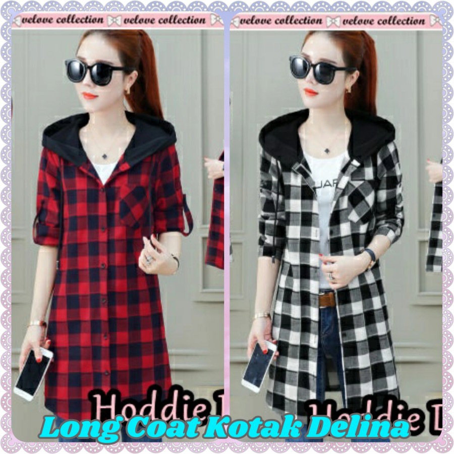 BLAZER WANITA KEKINIAN LONG COAT TERBARU KOTAK DELINA