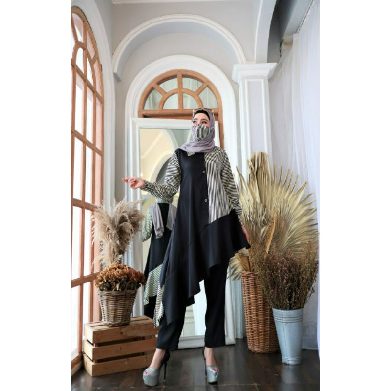 Zeline ORI glz, setelan tunik salur