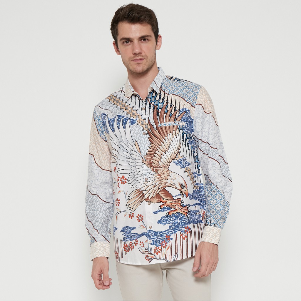 M231 Kemeja Pria Batik Panjang Warna Biru 1718 b210
