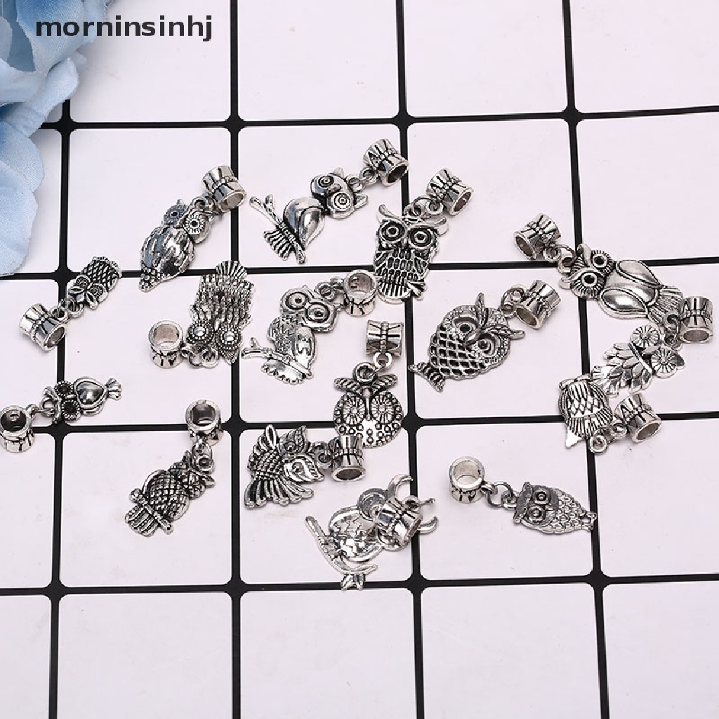 16pcs Liontin Bentuk Burung Hantu Tibet Bahan Alloy Warna Silver