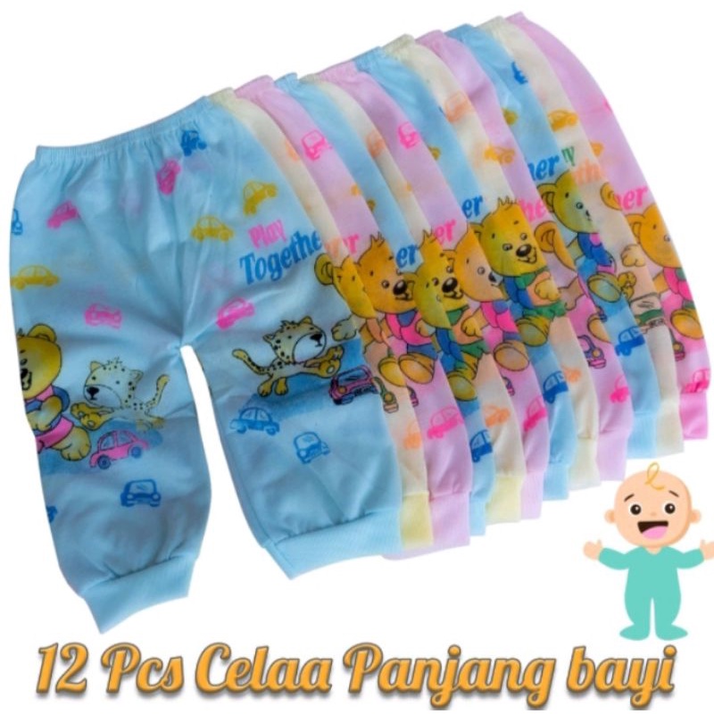 12 pcs celana panjang bayi (1lusin) murah lusinan