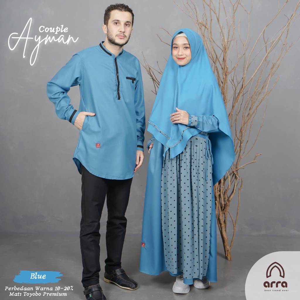 Arra Sarimbit Keluarga Gamis Ayah Ibu Anak Series Ayman Warna Blue Original Premium Baju Couple Busana Muslim Kondangan kapel Sarimbit Keluarga Muslim Terbaru 2022 Baju Gamis Wanita Kekinian Jumbo