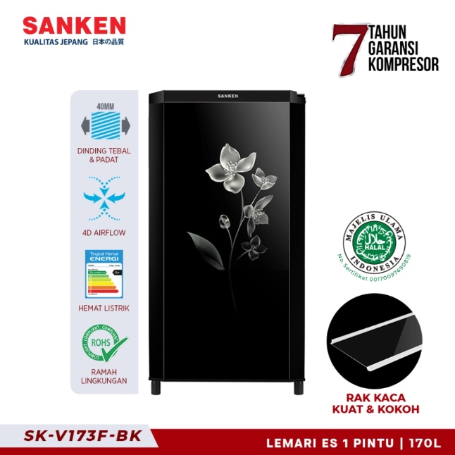 SANKEN Kulkas 1 Pintu [170 L] SK-V173F-BK