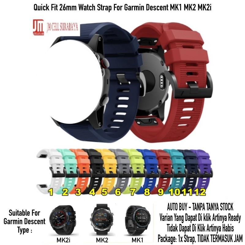 MD2C Tali Jam Quick Fit Watch Strap Garmin Descent MK1 MK2 MK2i - Silikon Rubber